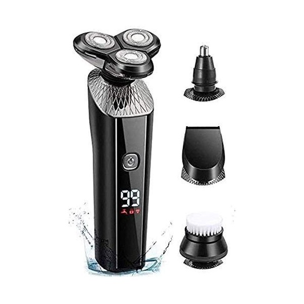 NCRD Shavers électriques pour hommes, mens rasoir électrique 4 en 1 sec étanche humide visage rasoir rotatif voyage rechargea