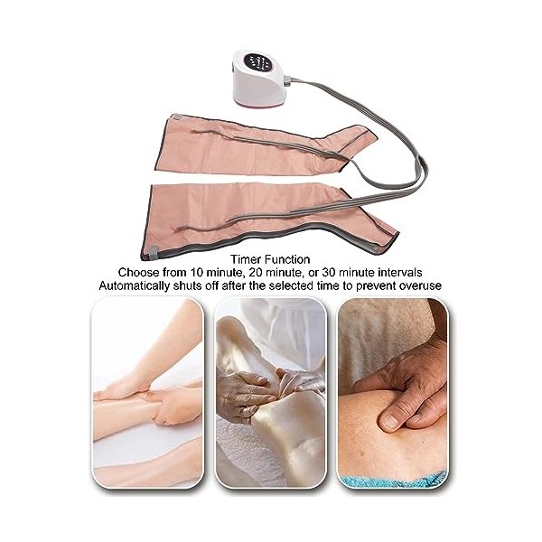 Masseur de Jambe Complet à Compression avec 10 Niveaux de Force, 3 Modes de Massage, Fonction Minuterie pour Prévenir les Var