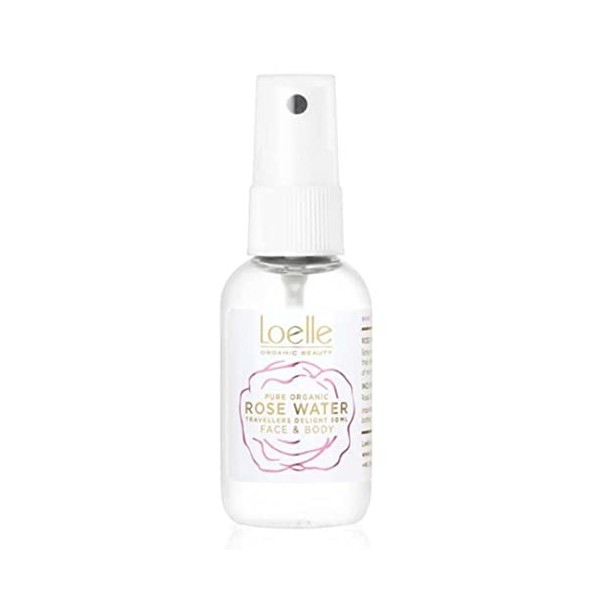 Loelle - Lotion Tonique Visage à lEau de Rose Bio 100% Pure pour Peaux Sensibles, Mixtes et Grasses - Eau de Rose Distillée 