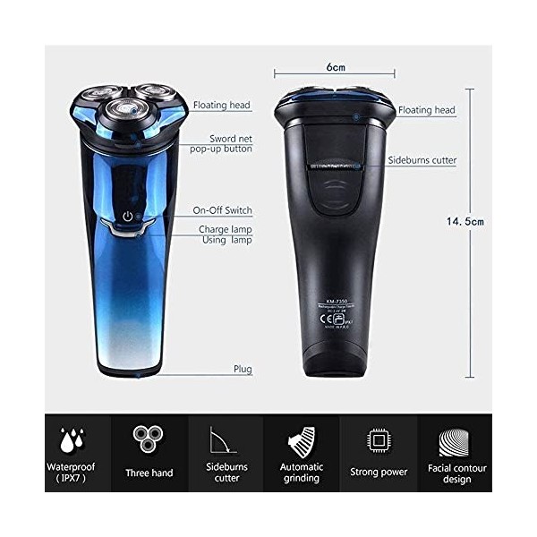 LIIAV Rasoir de rasoir électrique pour hommes 3D rechargeables Shavers Shavers sans fil Mens Razers humides et secs pour le r