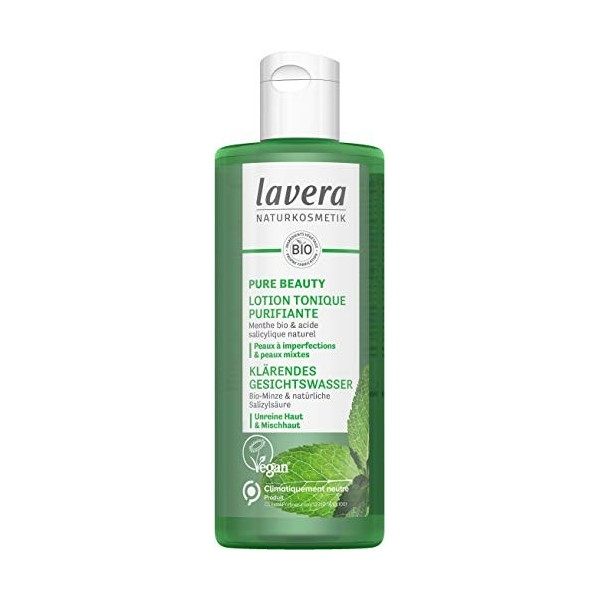 lavera Pure Beauty Tonique purifiant - Pour peaux impures et mixtes - la menthe bio et lacide salicylique naturel - Nettoyag