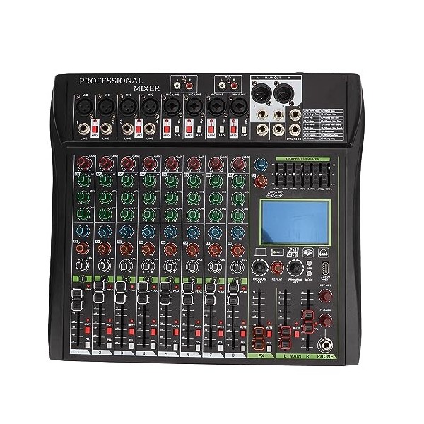 Console de Mixage de Carte Son, Console de Mixage Sonore, Réglage Précis pour les Spectacles Prise UE 220V 