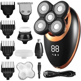 LEONYS Rasoirs électriques for Hommes Chauves, 5 en 1 étanche IPX7 Rasoir électrique for Hommes Tondeuse à Barbe Rechargeable