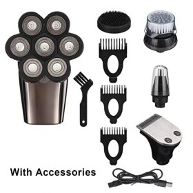 Rasoir électrique pour homme, rasoir électrique 7D avec 7 têtes flottantes, affichage de la puissance, IPX, étanche, 6 en 1, 