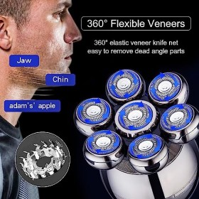 Rasoir électrique pour homme, rasoir électrique 5 en 1 pour hommes chauves, sans fil, étanche, LCD, kit de toilettage avec to