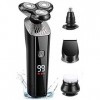 LIIAV Rasoir électrique pour hommes Rechargeable 4 en 1 Rasoirs rotatifs Rotary Beard Face Shavers Shavers imperméable humide