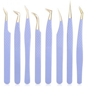 Ensemble de pinces à cils faux violet pour lextension des pinces à cheveux en acier inoxydable à une seule bande courbe pour