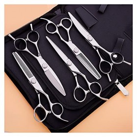 Ciseaux de coupe de cheveux, ciseaux de coupe de cheveux en cinq pièces, costume spécial de barbier, coupe plate, ciseaux de 