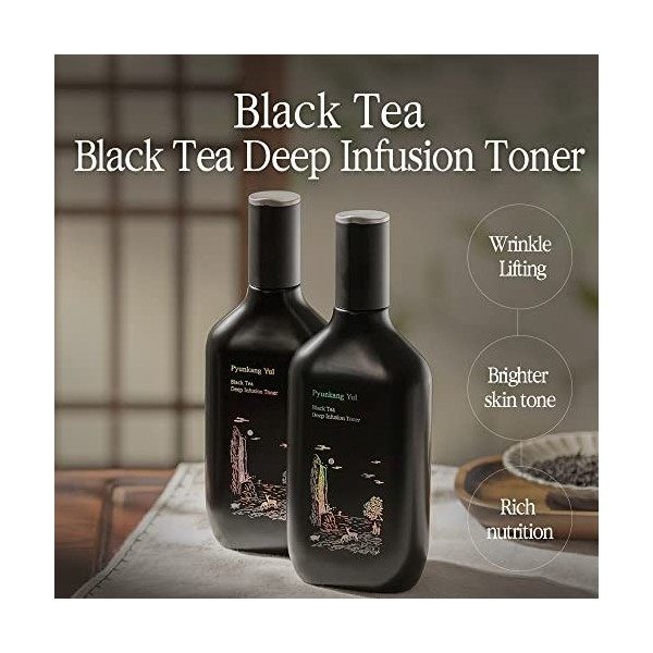 Pyunkang Yul Toner Infusion profonde au thé noir, kit facial anti-âge coréen 130 ml, toner de beauté pour femme avec acide hy