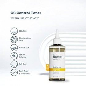 The Purest Solutions Oil Control Toner 2% BHA Salicylic Acid - Oily, Pore Balancing Toner for Acne & Scarred Skin - Blackhe