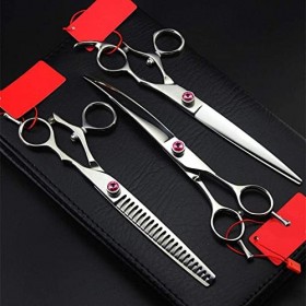 4 Kit Rotation 7.5 pouces ciseaux de toilettage pour chien de compagnie ciseaux de coupe amincissants ensemble de ciseaux de ...