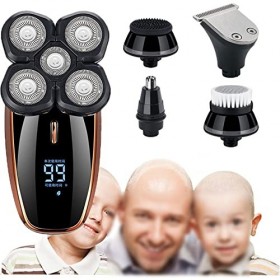 OUSIKA Rasoir électrique, rasoir électrique for homme, rechargeable, lavable, à cinq lames, tondeuse à barbe électrique, poil