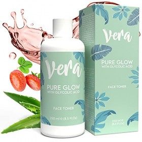 VERA Lotion Tonique Visage - 250ml - Eau Nettoyante - Soin Exfoliant Visage - Lotion Visage à lEau de Rose et Acide Hyaluron