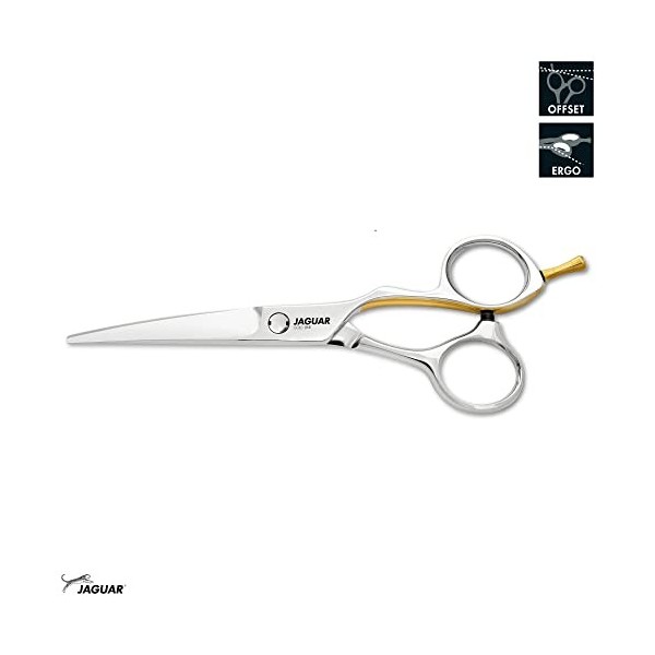 JAGUAR Ciseaux à cheveux XENOX Design 6.0" | Ciseaux de coiffeur en design offset | 22 carats partiellement dorés | Made in G