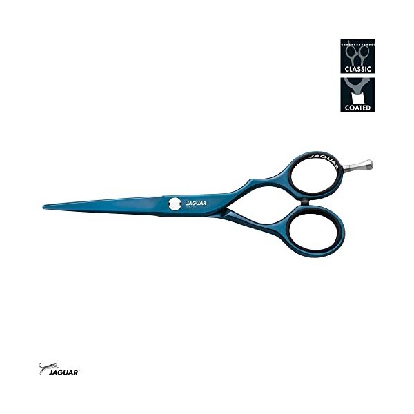 JAGUAR Ciseaux de coiffure DIAMOND TB 5.5" | Ciseaux de coiffure en design classique | Revêtement anti-allergène bleu titane 