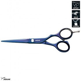 JAGUAR Ciseaux de coiffure DIAMOND E TB 6.0" | Ciseaux de coiffure en design offset | Revêtement anti-allergène bleu titane b