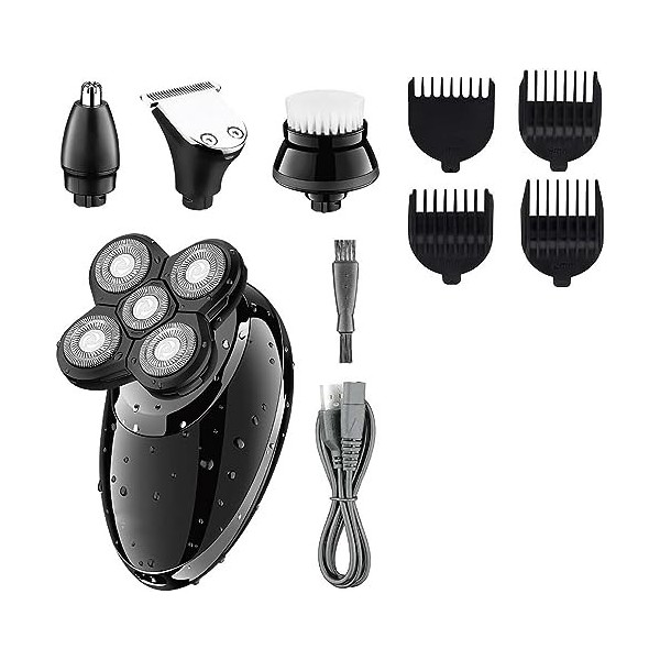 LEONYS Rasoirs électriques for Hommes Chauves, 4 en 1 Rasoir électrique Tondeuse à Barbe Rasoir Nez Tondeuse kit de toilettag