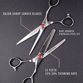 Tokko Katana Ensemble de ciseaux de coiffeur professionnels en acier inoxydable japonais avec vis de réglage et étui en cuir 