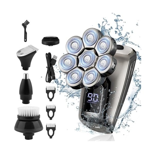 Rasoir flottant 5 en 1 pour homme, rechargeable, portable, étanche avec affichage LED pour tondeuse à barbe, tondeuse à cheve