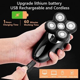 BREWIX Rasoir électrique Rasoir électrique for hommes Tête chauve Rasoir Affichage LED Nez Cheveux Tondeuse à barbe Tondeuses