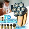 FURLOU Rasoir électrique, 7 en 1 7D for homme rechargeable Tête chauve Rasoir électrique 7 têtes flottantes Barbe Nez Oreille