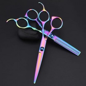YFDM Acier inoxydable professionnel multicolore en acier inoxydable ciseaux de coiffure de coupe de cheveux coupe cisaillemen