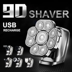 Rasoir électrique pour homme, rasoir 9D pour hommes chauves 6 en 1 avec tondeuse/nez tondeuse à tête flottante rasoir électri