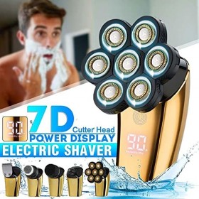 GOOFFY Rasoir électrique 7 en 1 7D for homme Tête chauve rechargeable Rasoir électrique 7 têtes flottantes Barbe Nez Oreille 