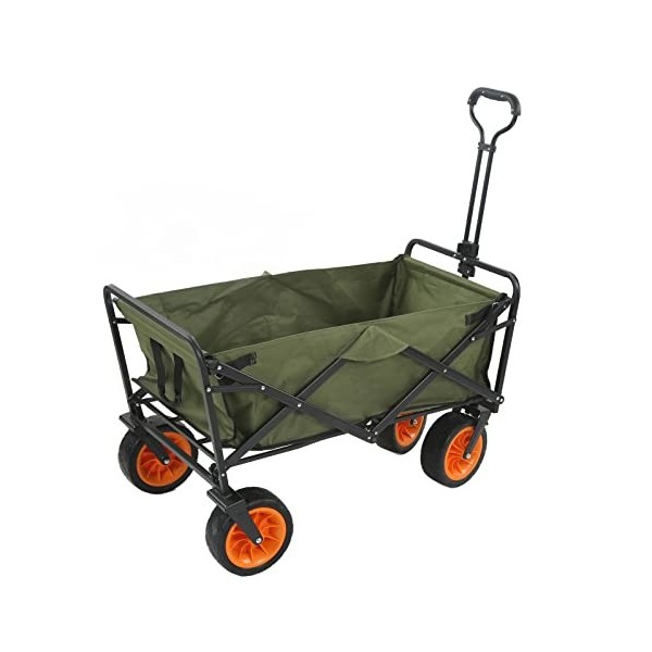 FOLOSAFENAR Chariot de Camping, Tige de Direction Push-Pull à Forte Charge, Chariot Pliable de Conception Pliable Portable po