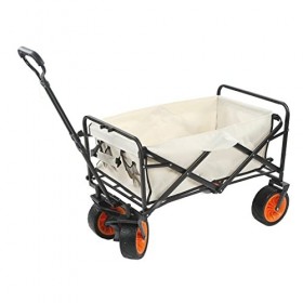 minifinker Chariot de Camping, Tige de Direction Push-Pull Chariot Pliable épaissi Grande capacité pour Pique-Nique Kaki 