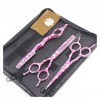 DYTWXG Soins des Cheveux, Ciseaux de Coiffure à imprimé léopard Rose de 5,5 Pouces JP 440C Barbiers Coupe + Amincissement + R