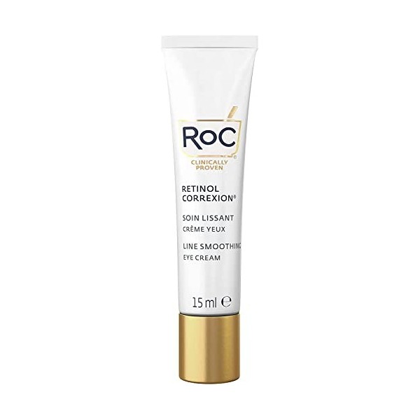 RoC - Retinol Correxion Soin Lissant Crème Contour des Yeux - Réduit les Poches et les Cernes - Anti-Rides et Age - 15 ml