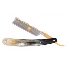 DOVO Solingen - Rasoir droit, Bergischer Löwe, corne, 1/1 creux, 3580