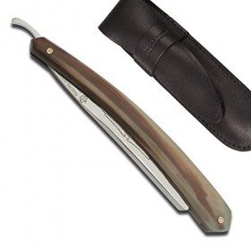Actiforge - Rasoir droit Le Bison 5/8 - Pointe de Corne Blonde - Fabrication Française Artisanale
