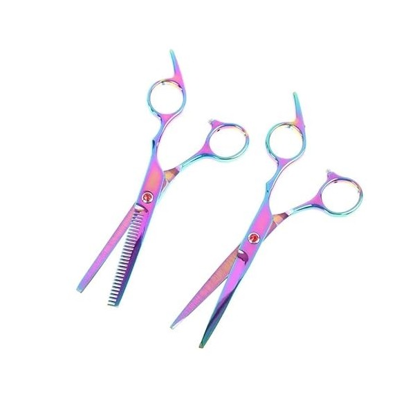 YFDM 2STYLES 6 pouces -en-ciel coupées ciseaux de cheveux éclaircissant des ciseaux de coiffure de coiffure coiffure for lou