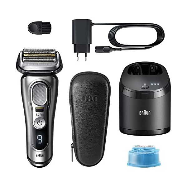 BRAUN Series 9 Pro 9467cc VS Wet & Dry Shaver with 5-in-1 SmartCare Center and Leather Travel case + 2 Additional cartreiges