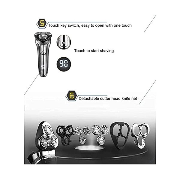 XIXIDIAN Shavers rotatifs pour hommes, rasoir rotatif rotatif 3D pour hommes avec tondeuse à barbe pop-up, anti-pincée intell