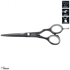 JAGUAR Ciseaux de coiffure DIAMOND E TITAN 6.0" | Ciseaux de coiffure en design offset | Revêtement en titane noir brillant a