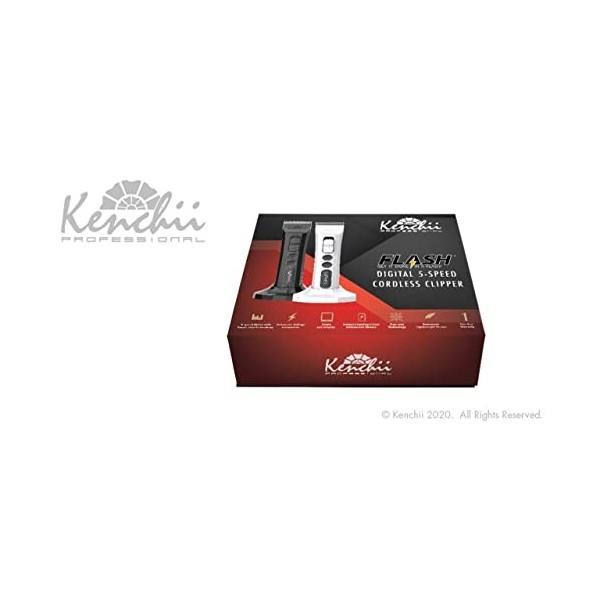 Kenchii Grooming - Tondeuse sans fil numérique Flash Noir nacré - 4 en 1 lames réglables et amovibles