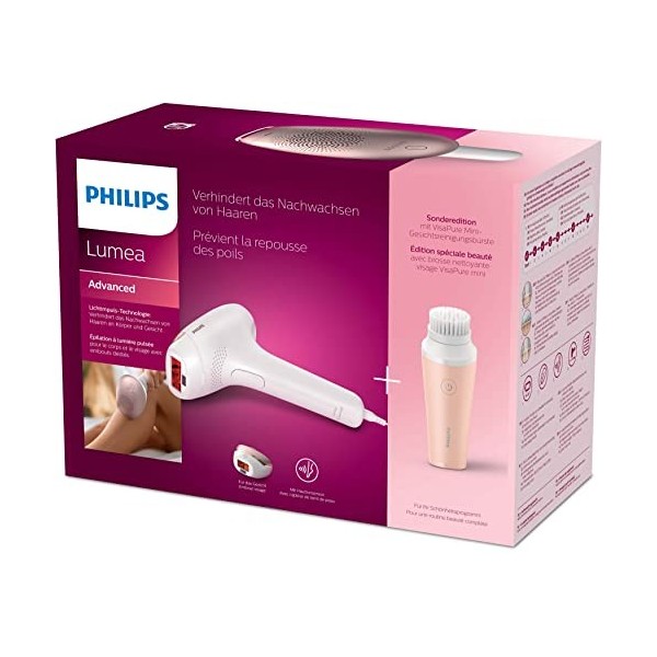 Philips Lumea Advanced IPL BRI922/00 Appareil dépilation avec 2 accessoires pour visage et corps et brosse nettoyante visage