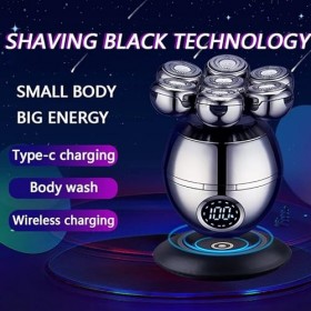 Rasoir électrique pour homme, rasoir électrique 7D pour homme indépendamment 7 coupeurs à tête flottante étanche rasoir élect