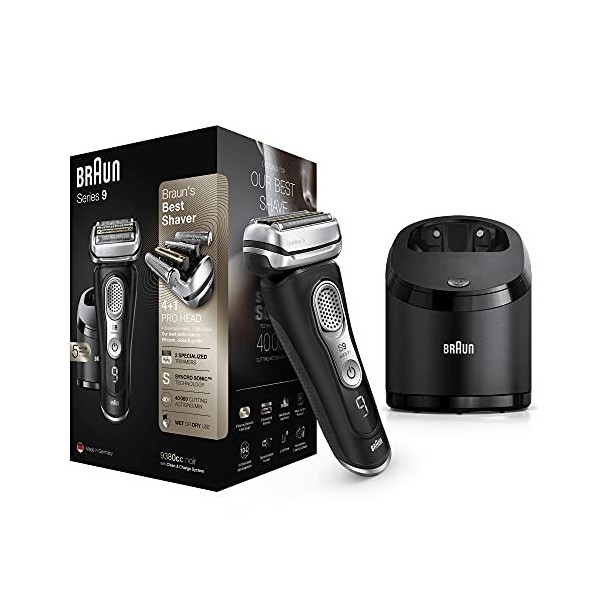 Braun Series 9 81666397 Rasoir pour Homme Rasoir à Grille Tondeuse Noir, Argent