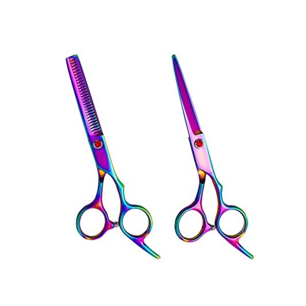 LHLLHL Acier inoxydable professionnel multicolore en acier inoxydable ciseaux de coiffure de coupe de cheveux coupe cisaillem