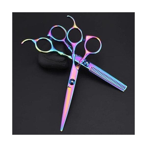 LHLLHL Acier inoxydable professionnel multicolore en acier inoxydable ciseaux de coiffure de coupe de cheveux coupe cisaillem