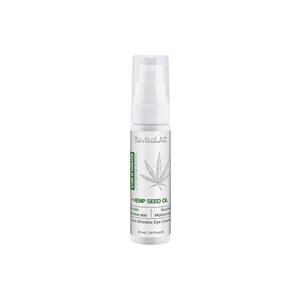 RevitaLAB Crème Contour des Yeux Extrait de Cannabis avec Huile de Graines de Chanvre 30 ml - Hydratant Anti-Âge Testé Dermat