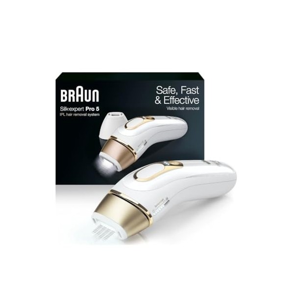 Braun IPL Silk Expert Pro 5 PL5137 Épilateur pour femmes et hommes, avec rasoir Venus Swirl, approuvé par la FDA, pour la réd