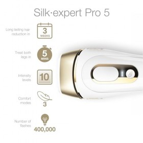 Braun IPL Silk Expert Pro 5&nbsp;PL5137 Épilateur pour femmes et hommes, avec rasoir Venus Swirl, approuvé par la FDA, pour la réd