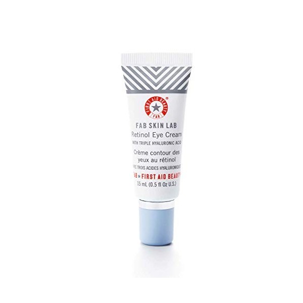 First Aid Beauty FAB Skin Lab, Crème Liftante et Raffermissante pour les Yeux au Rétinol et Trois Acides Hyaluroniques 15 ml