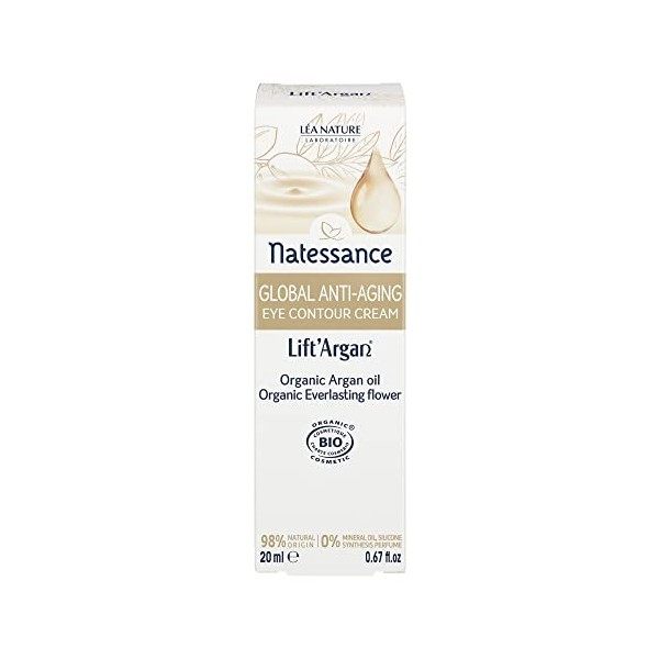 Natessance | Contour Yeux Anti-Âge Global – Lift’Argan | Comble les rides – Lisse la peau – Illumine le regard | Visage défat