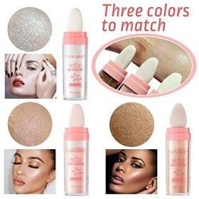 Surligneur Bâton Puff 3 Couleurs Fée Bâton Surligneur Poudre Paillette Visage Bombe Paillette Cheveux et Corps Paillettes Cor